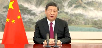 Chinese President Xi Jinping delivers a speech to open the World Economic Forum's virtual summit Jan. 17, 2021 (Video screenshot)