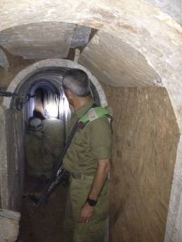 Brig. Gen. Michael Edelstein, Gaza Division commander, inside a tunnel dug from the Gaza Strip to Israel, October 13, 2013. (photo credit: Times of Israel/Mitch Ginsburg)